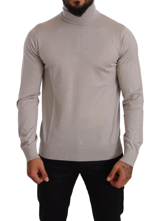  - Elegant Light Blue Cashmere Turtleneck Sweater