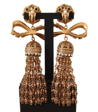  - Elegant Antique Gold Bow Earrings