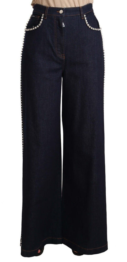  - Elegant Dark Blue Flare Denim Jeans