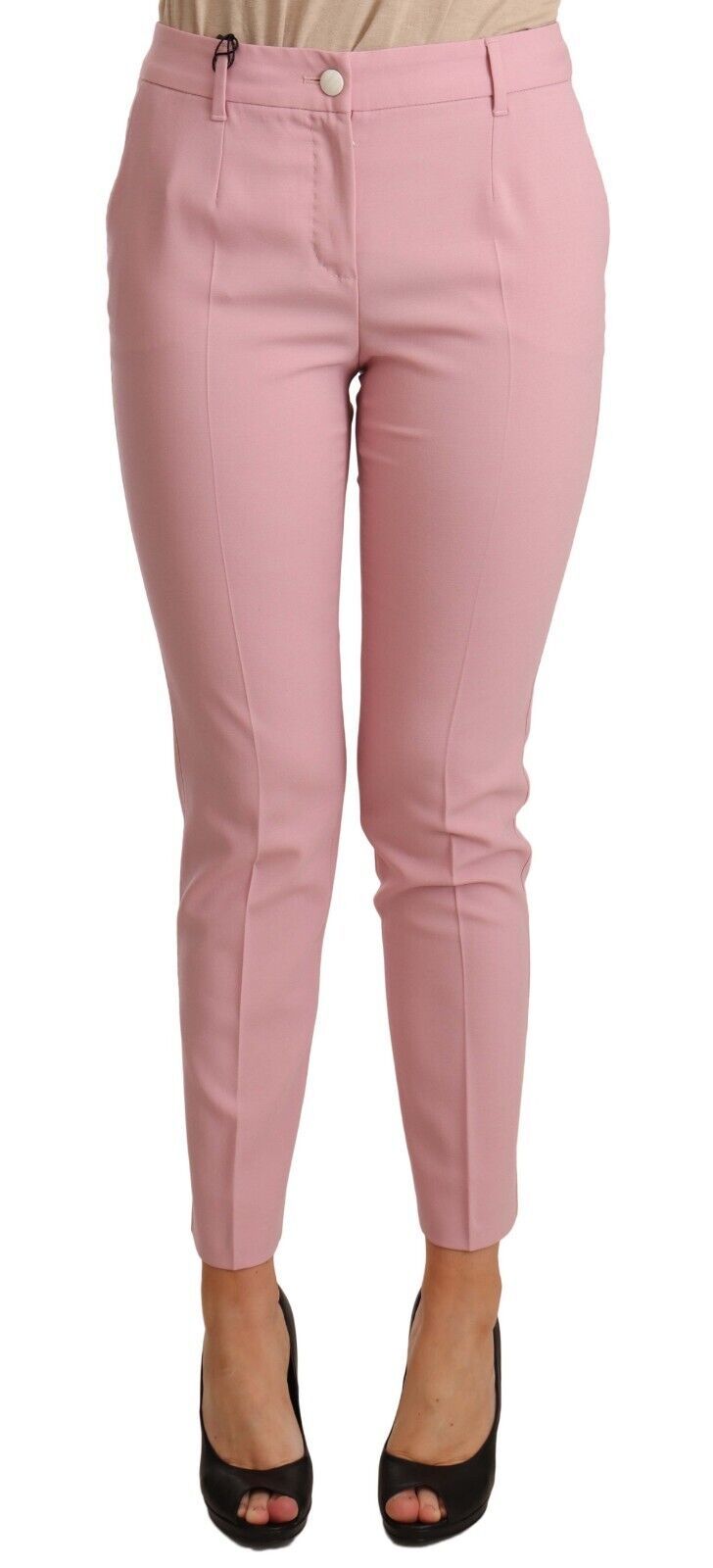  - Elegant Pink Virgin Wool Cropped Trousers