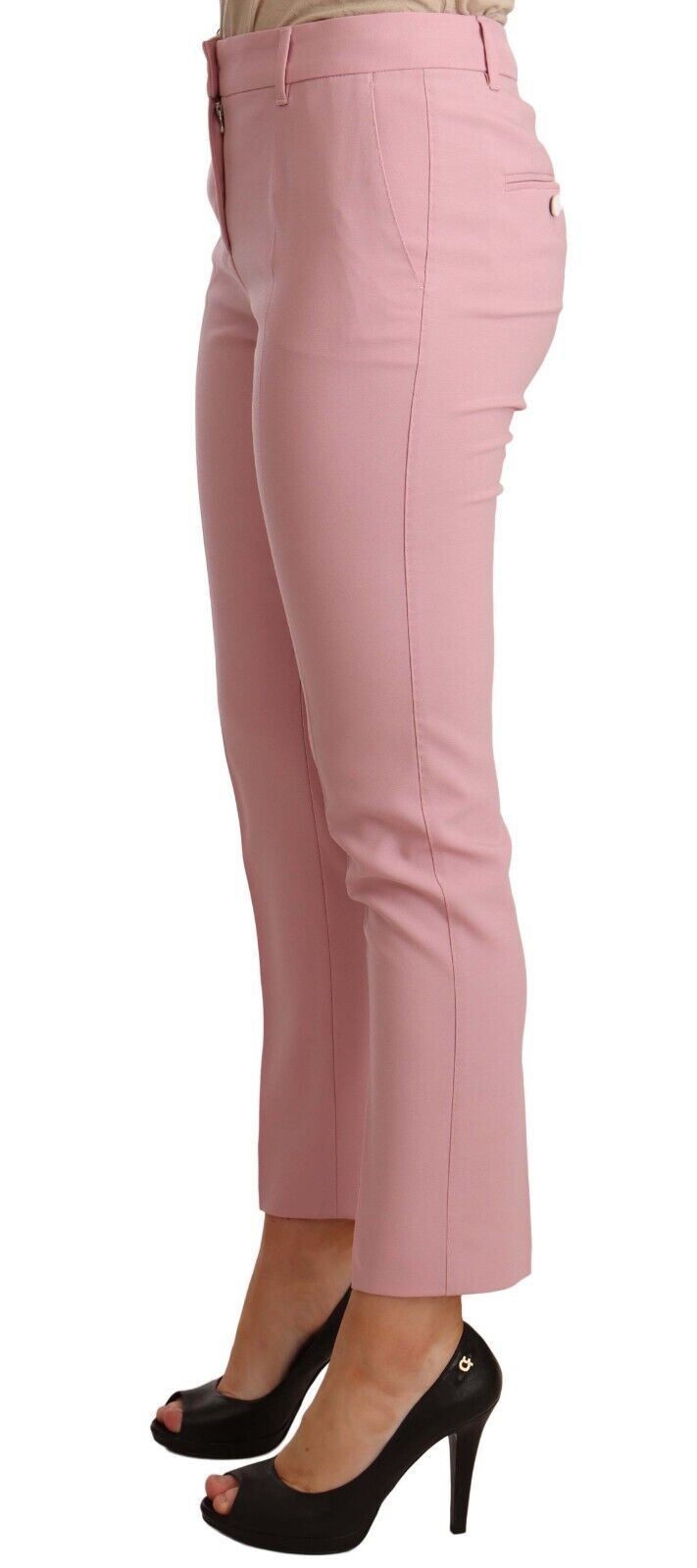  - Elegant Pink Virgin Wool Cropped Trousers