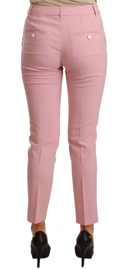  - Elegant Pink Virgin Wool Cropped Trousers