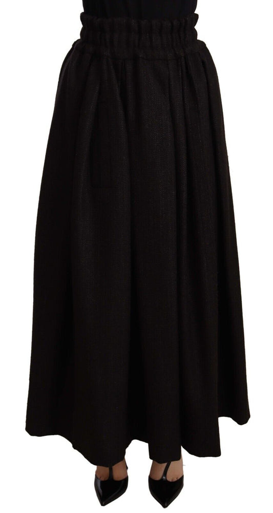  - Elegant High Waist Maxi A-line Wool Skirt