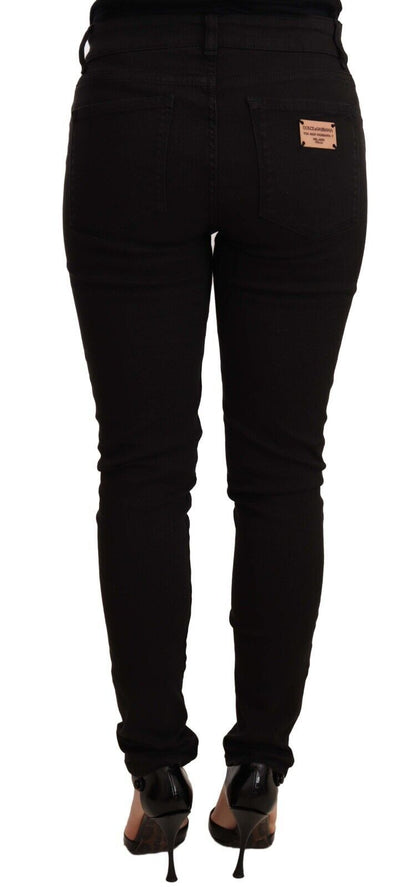  - Chic Black Mid-Waist Skinny Denim Jeans