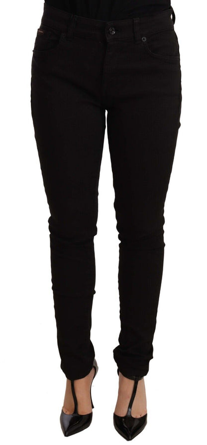  - Chic Black Mid-Waist Skinny Denim Jeans