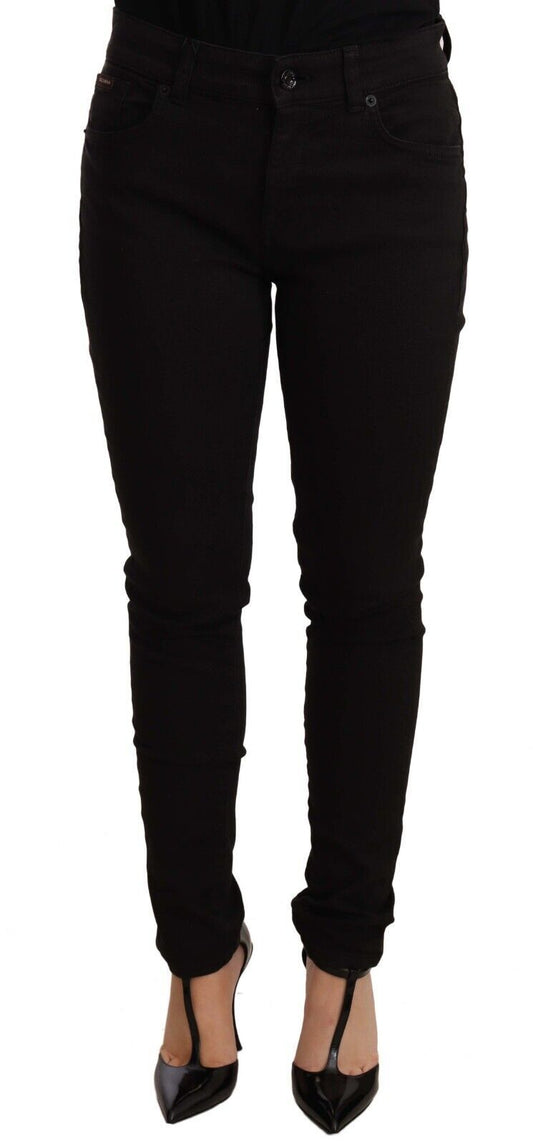  - Chic Black Mid-Waist Skinny Denim Jeans