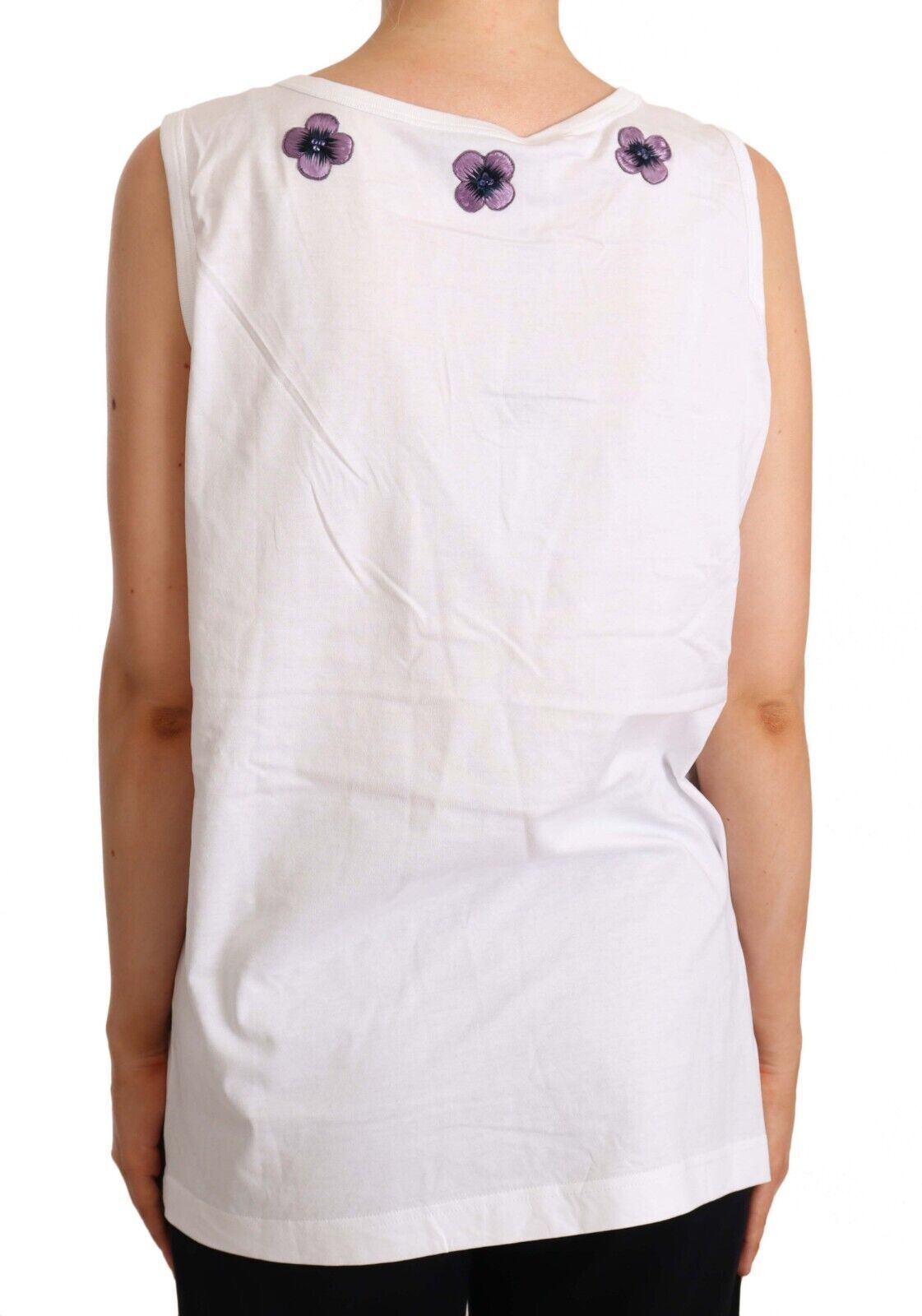  - Floral Trim Logo Tank Top in White