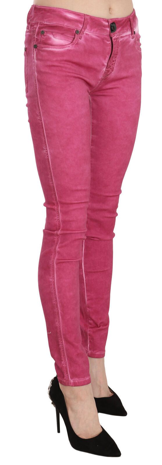  - Chic Pink Mid Waist Skinny Pants