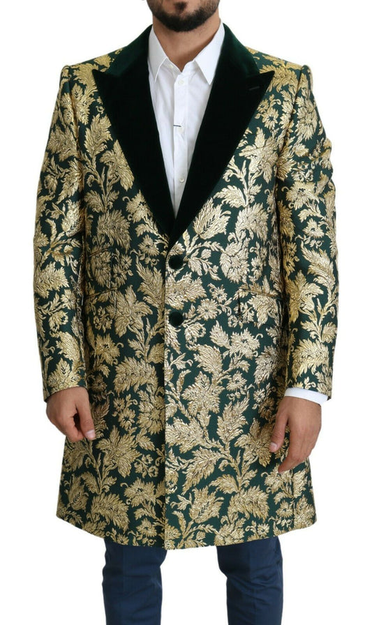  - Elegant Gold Green Jacquard Sicilia Jacket