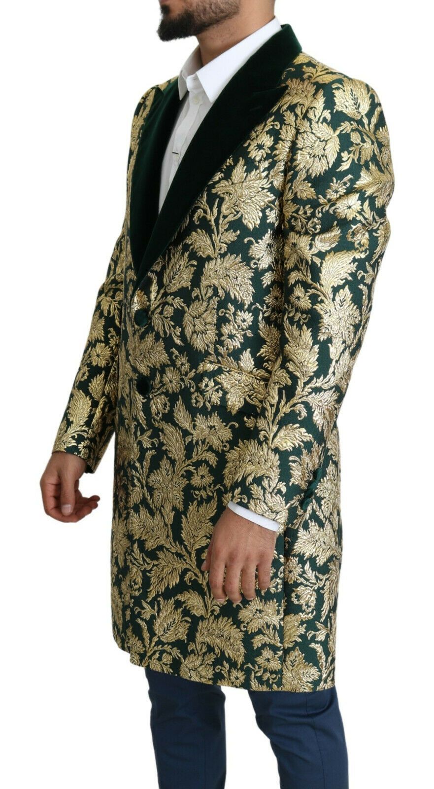 Dolce & Gabbana Men's Gold & Green Jacquard Sicilia Jacket