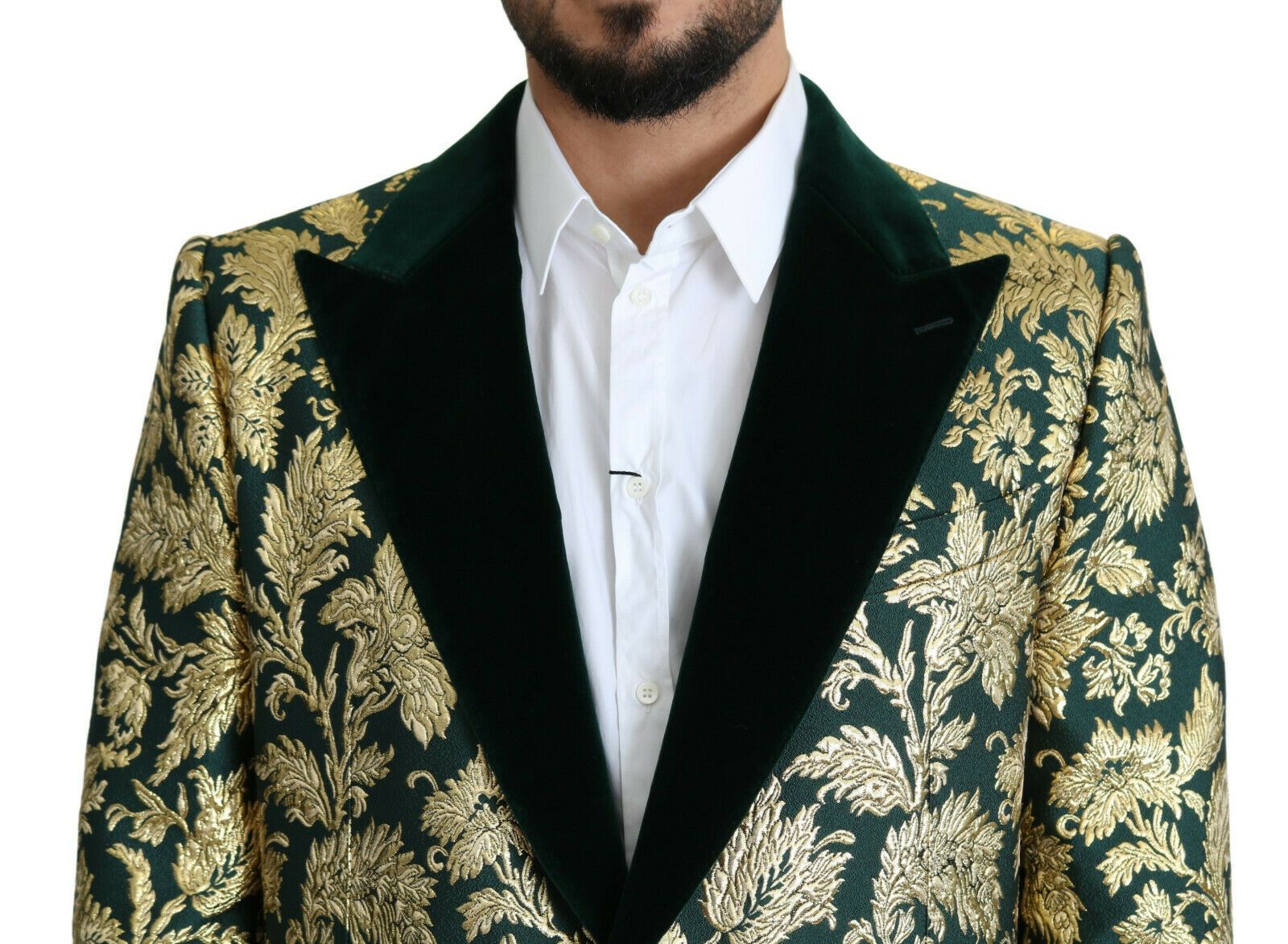 Dolce & Gabbana Men's Gold & Green Jacquard Sicilia Jacket