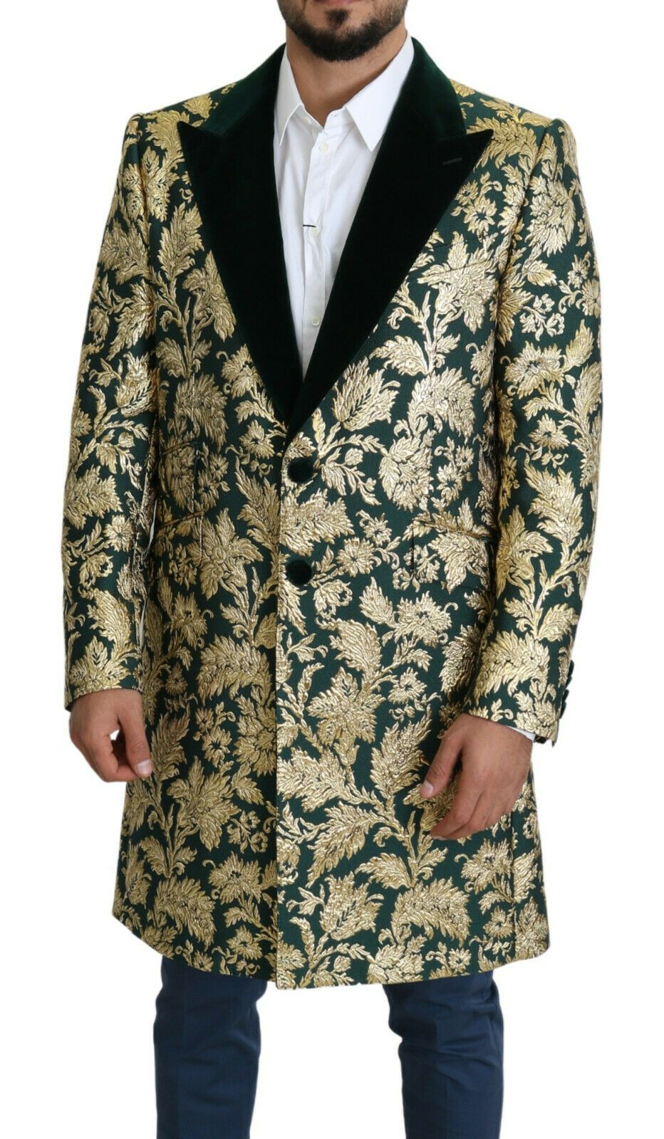 Dolce & Gabbana Men's Gold & Green Jacquard Sicilia Jacket