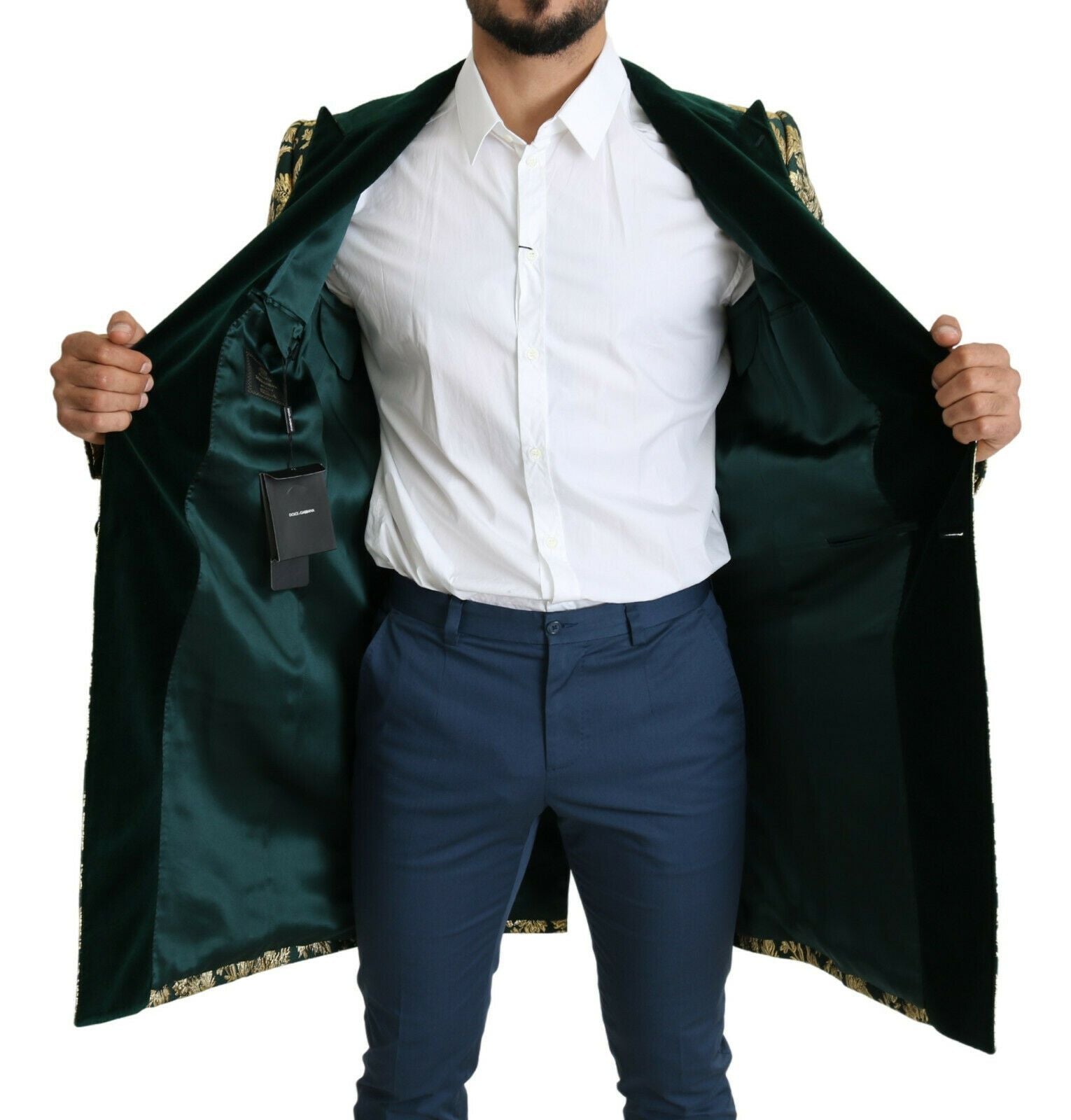Dolce & Gabbana Men's Gold & Green Jacquard Sicilia Jacket