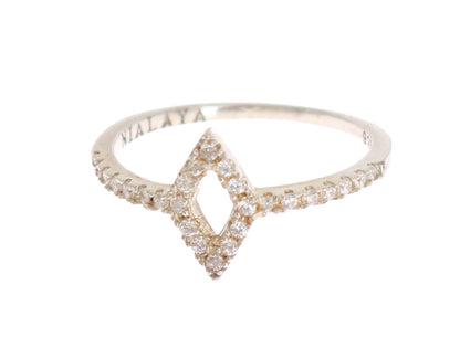  - Elegant Silver CZ Crystal Studded Ring