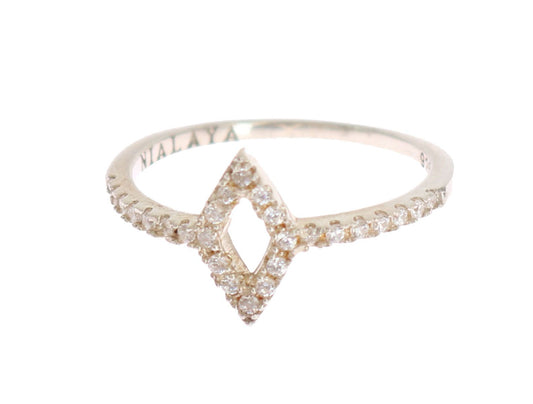  - Elegant Silver CZ Crystal Studded Ring