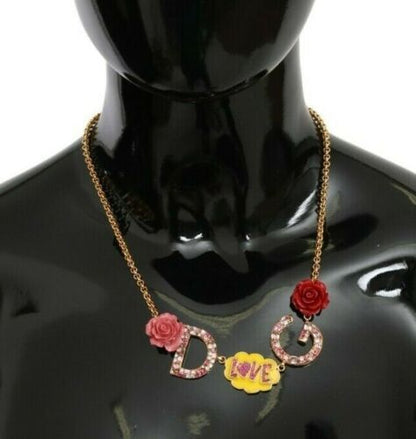  - Gold Crystal Charm Statement Necklace