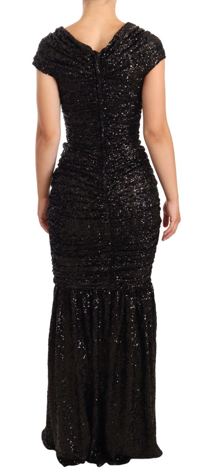  - Stunning Black Sequined Open Shoulder Gown