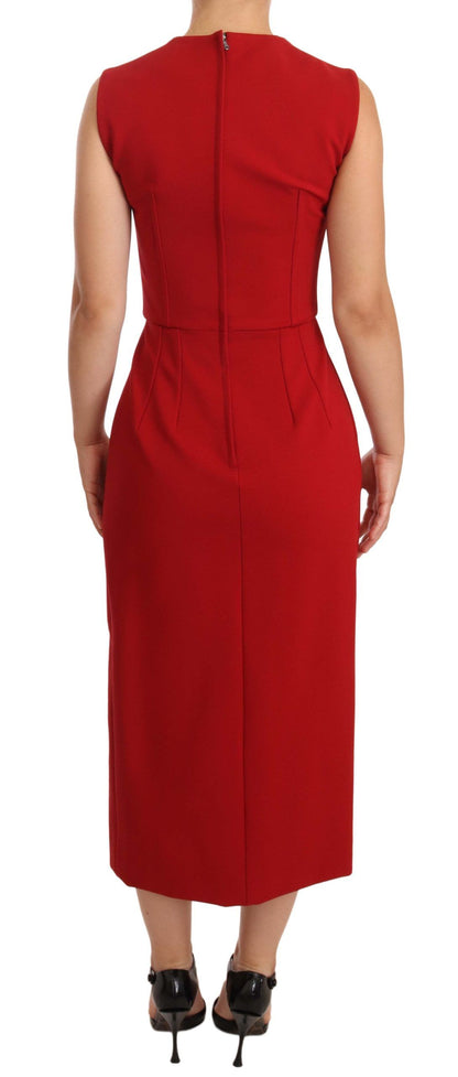  - Elegant Sweetheart Midi Dress in Red