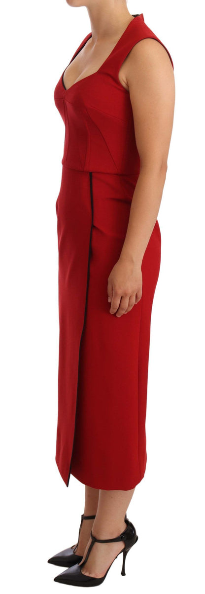  - Elegant Sweetheart Midi Dress in Red