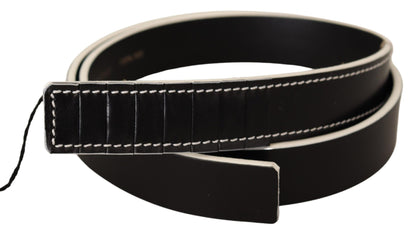  - Chic Black Leather Fashion Belt with White Accents