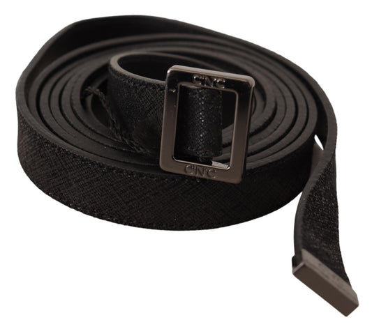  - Chic Black Leather Fashion Belt with Metal Buckle