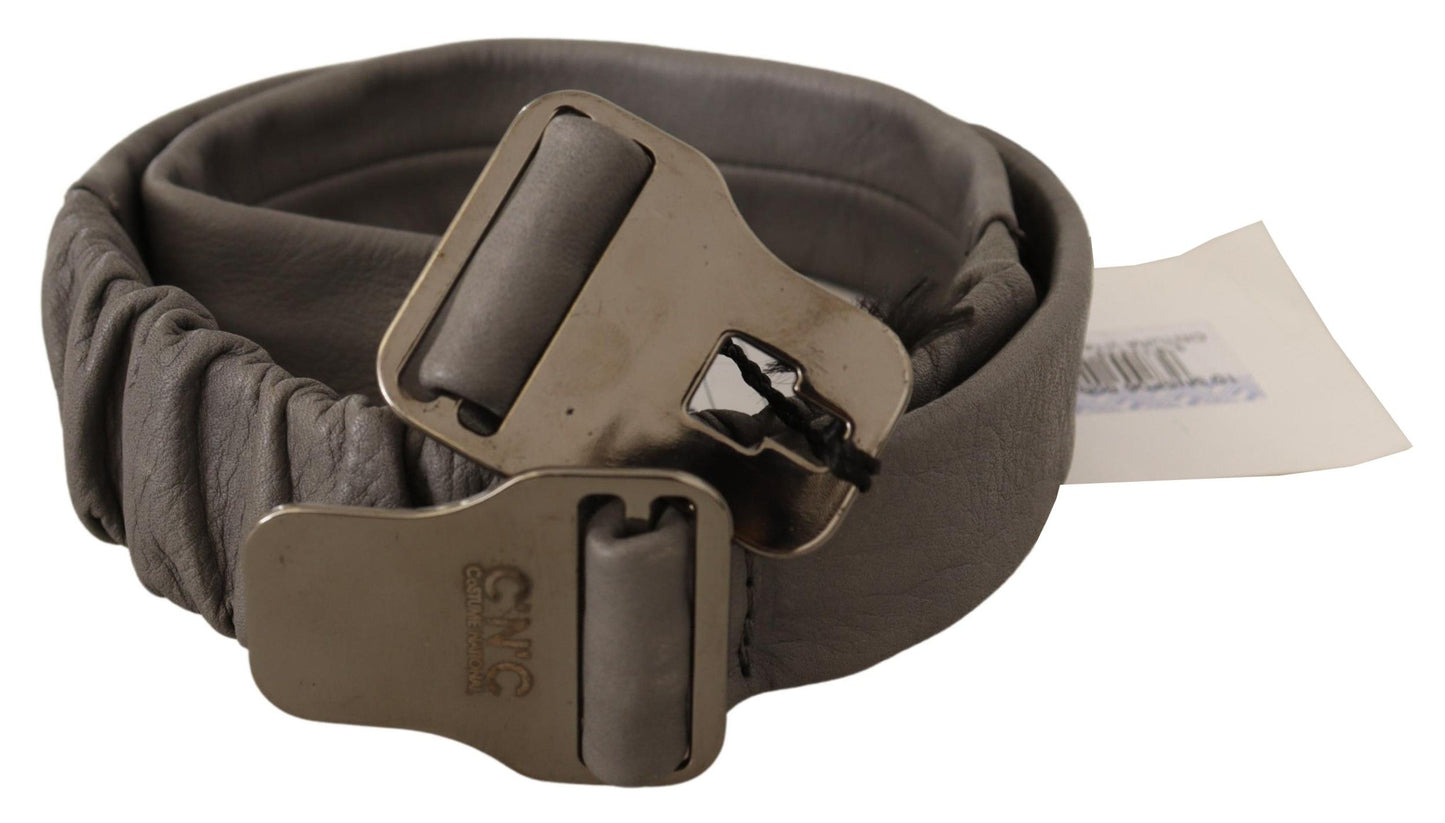  - Elegant Gray Leather Fashion Belt