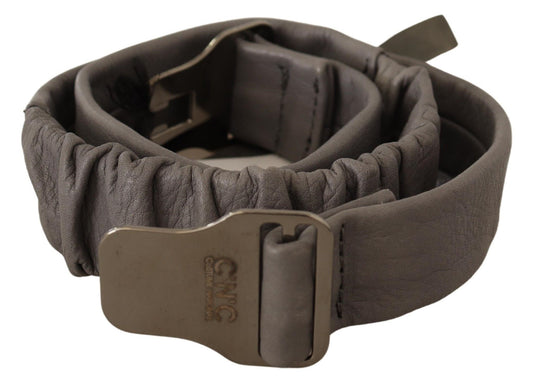  - Elegant Gray Leather Fashion Belt