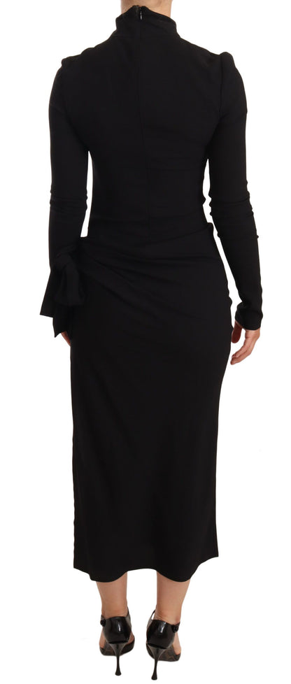  - Elegant Black Turtleneck Sheath Dress