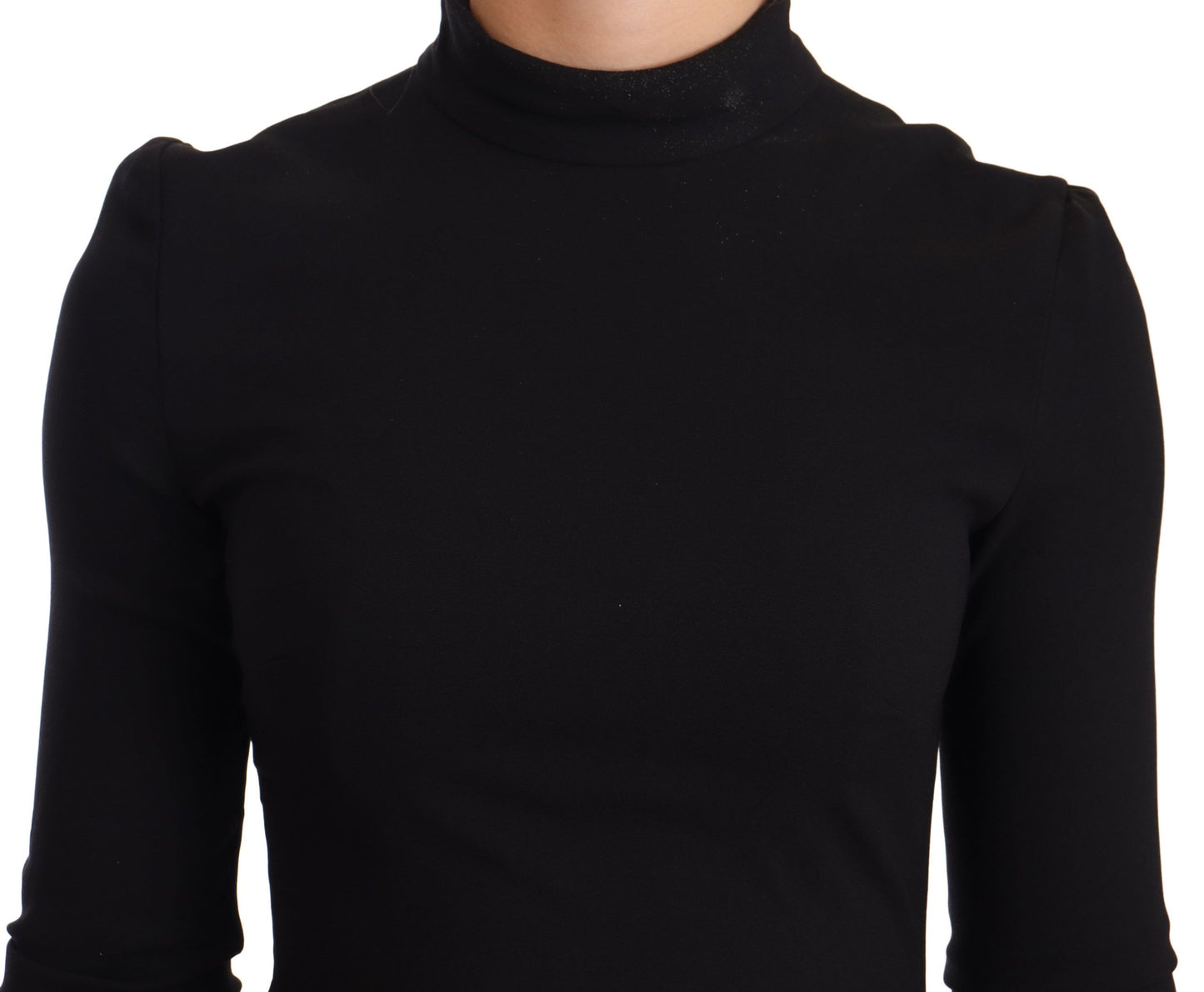  - Elegant Black Turtleneck Sheath Dress