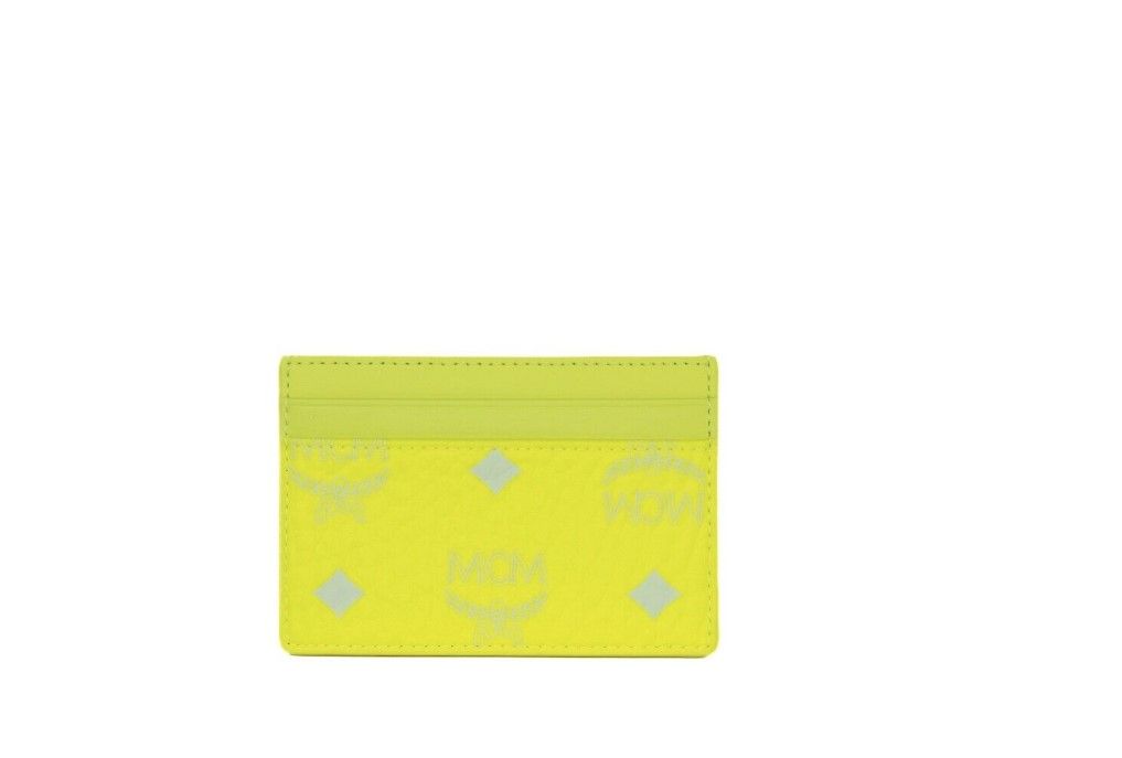  - Spectrum Diamond Mini Neon Yellow Visetos Leather Card Case Holder Wallet