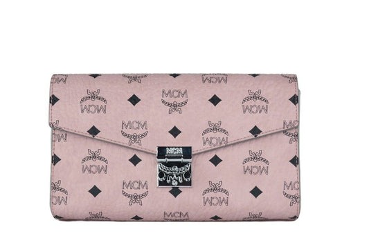  - Medium Soft Pink Signature Diamond Logo Leather Clutch Crossbody Handbag