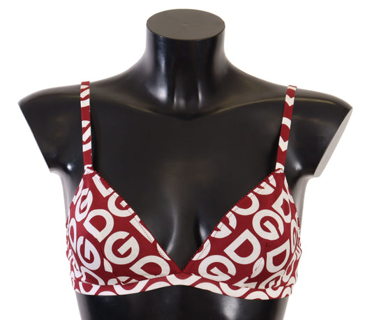  - Red Cotton Logo Printed Designer Bra