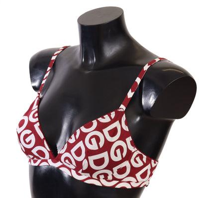  - Red Cotton Logo Printed Designer Bra