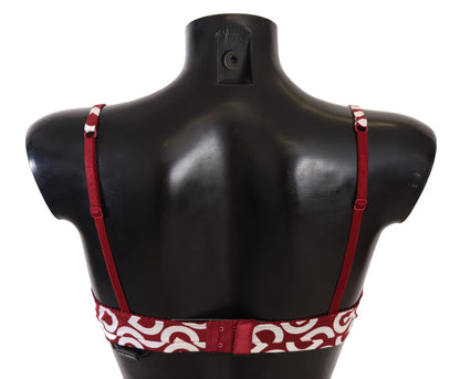  - Red Cotton Logo Printed Designer Bra