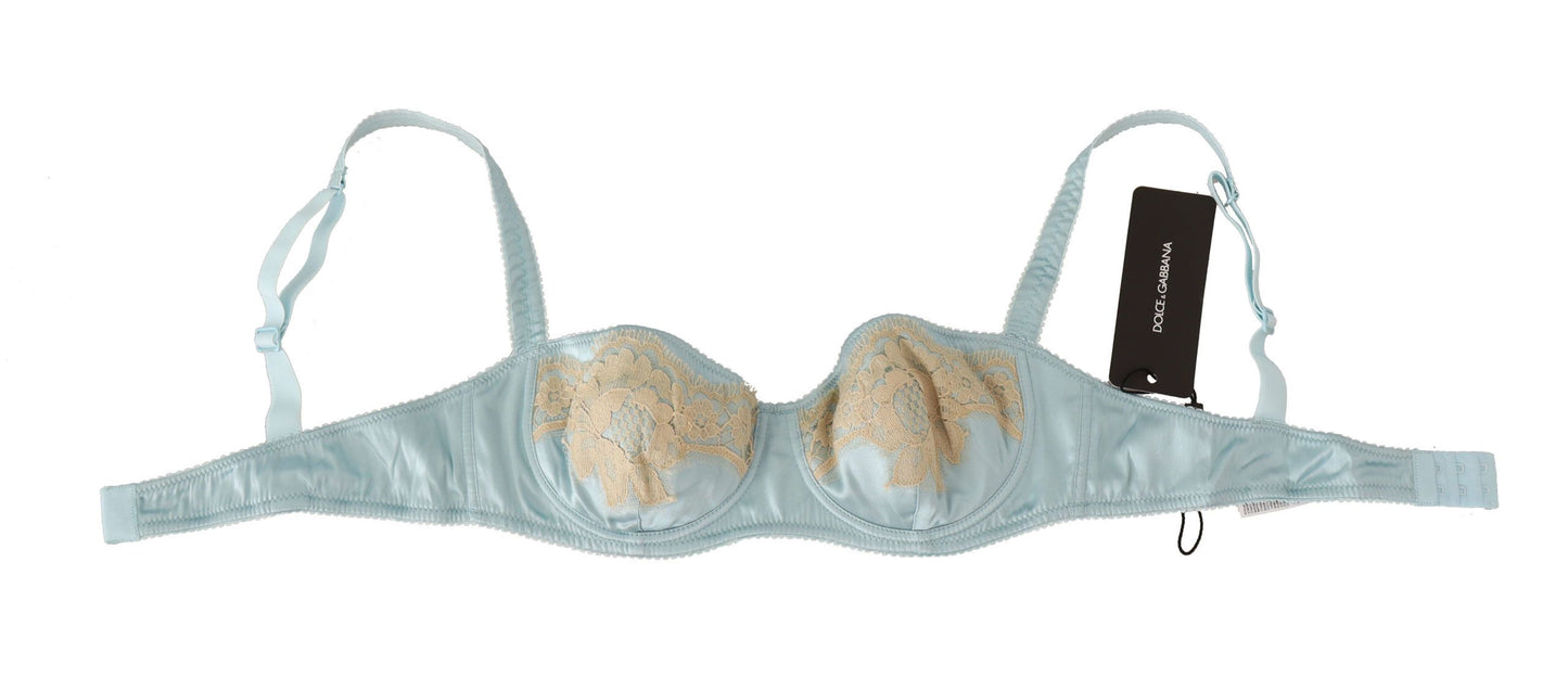  - Elegant Silk Blend Balconette Bra in Light Blue