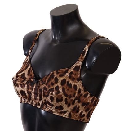  - Elegant Silk Leopard Print Bra