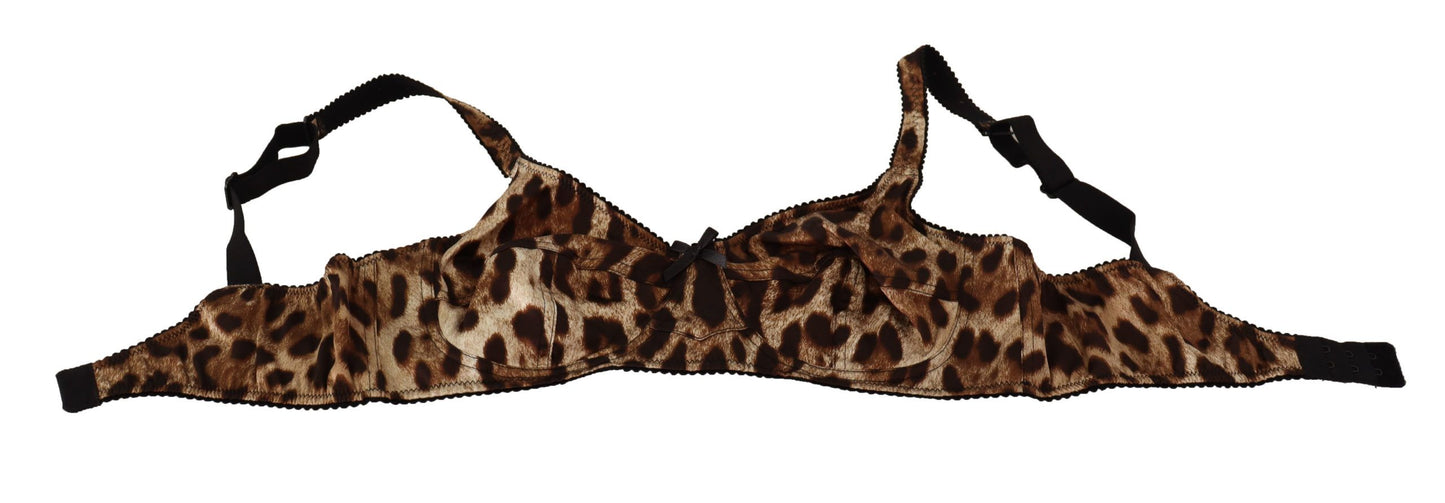  - Elegant Silk Leopard Print Bra