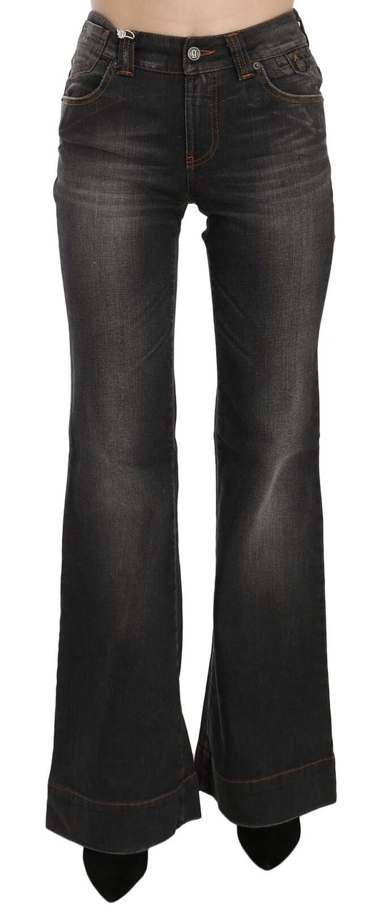  - Svelte Mid Waist Flared Black Denim