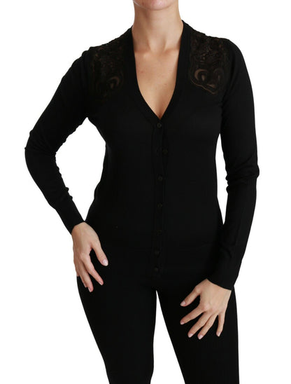  - Alluring Silk Blend Lace Cardigan