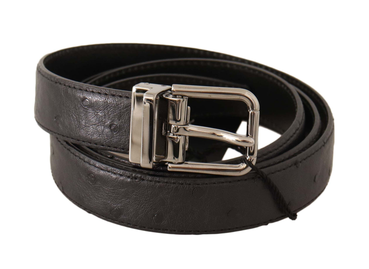  - Black Leather Belt with Silver Buckle