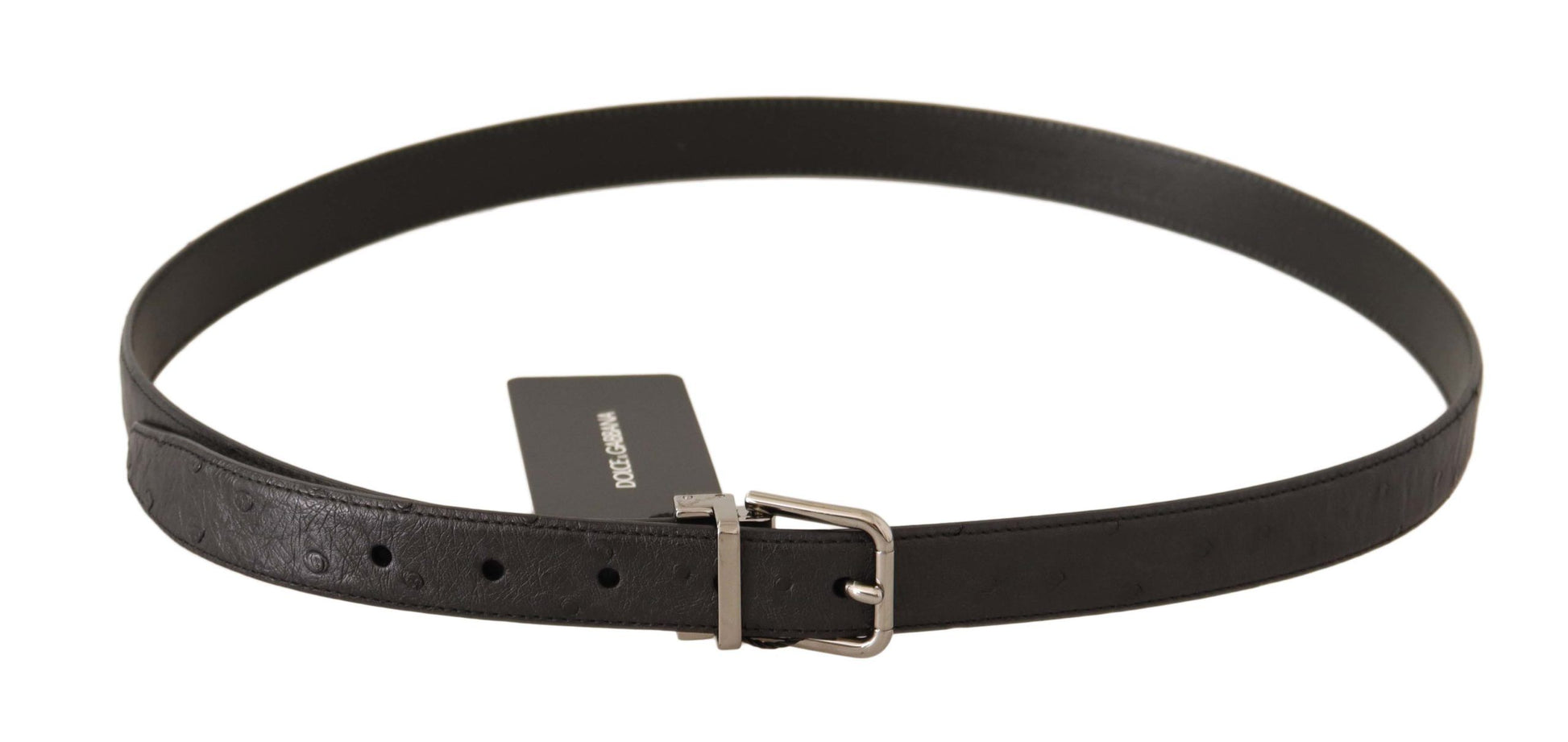 Black Leather Belt with Silver Buckle