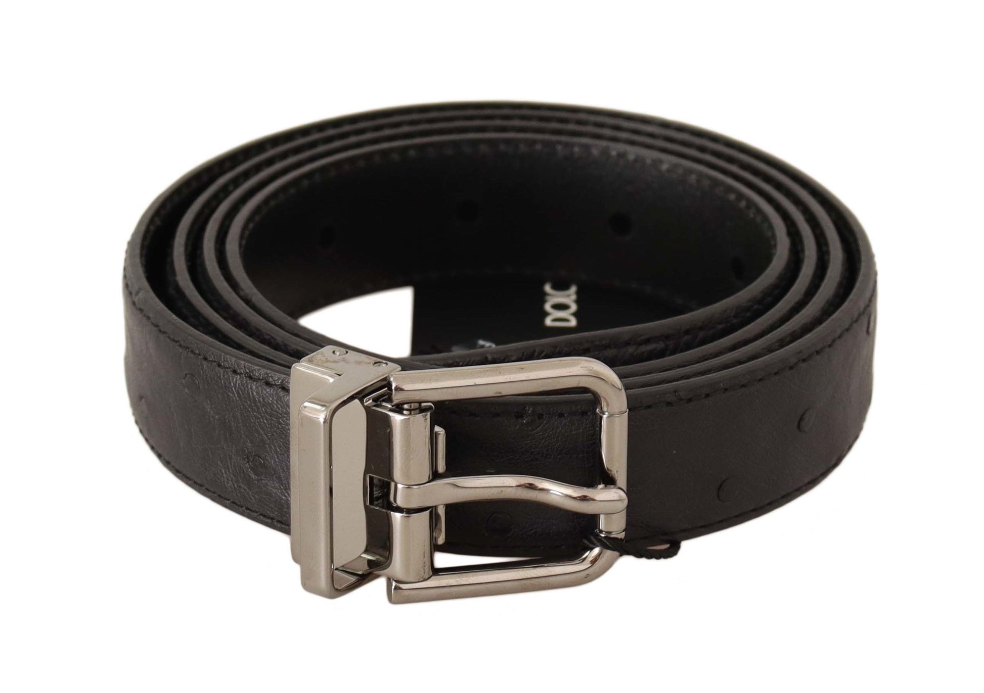 Black Leather Belt with Silver Buckle