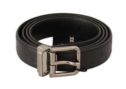  - Black Leather Belt with Silver Buckle