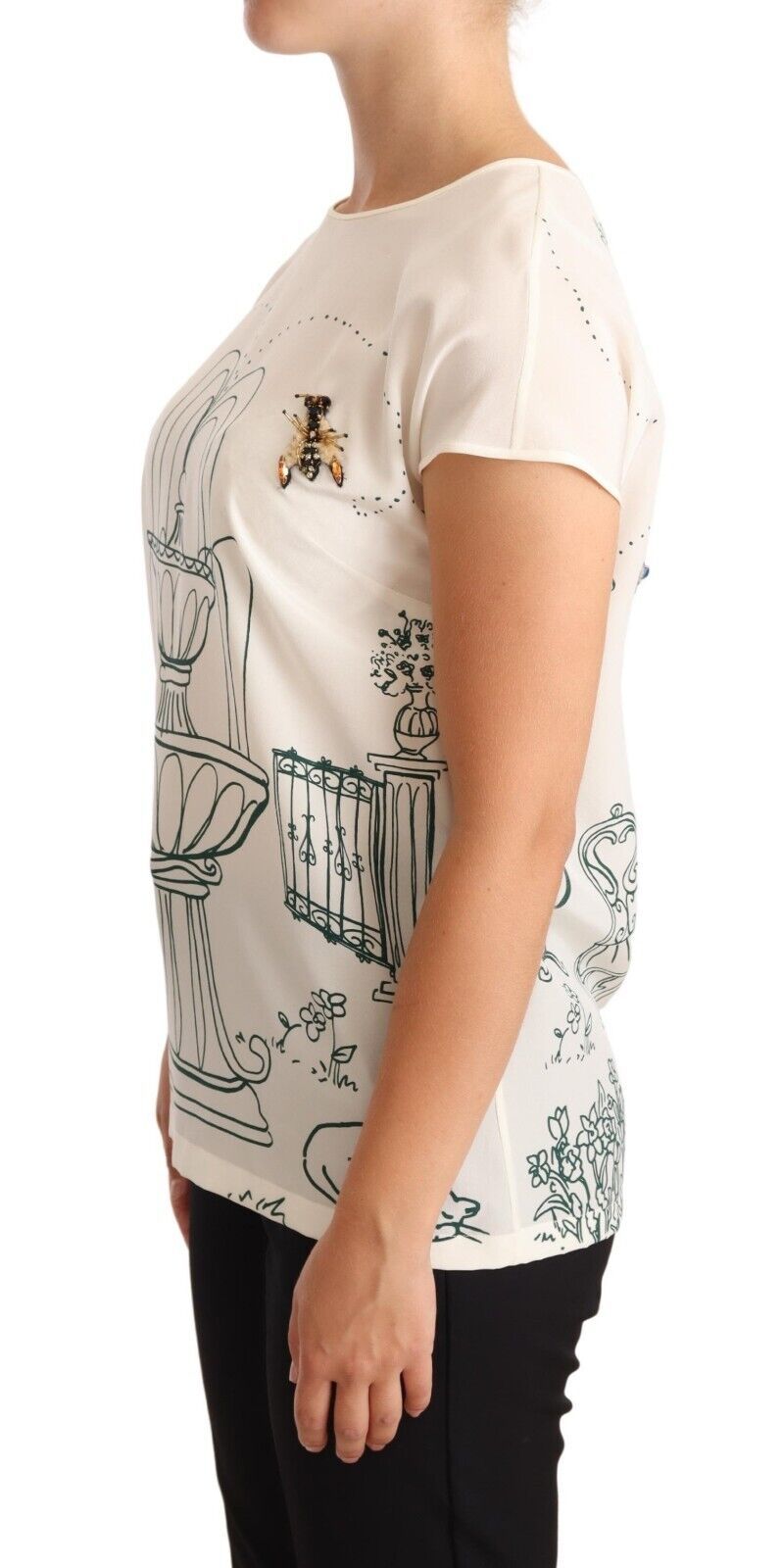  - Elegant Silk Botanical Garden Fountain Tee