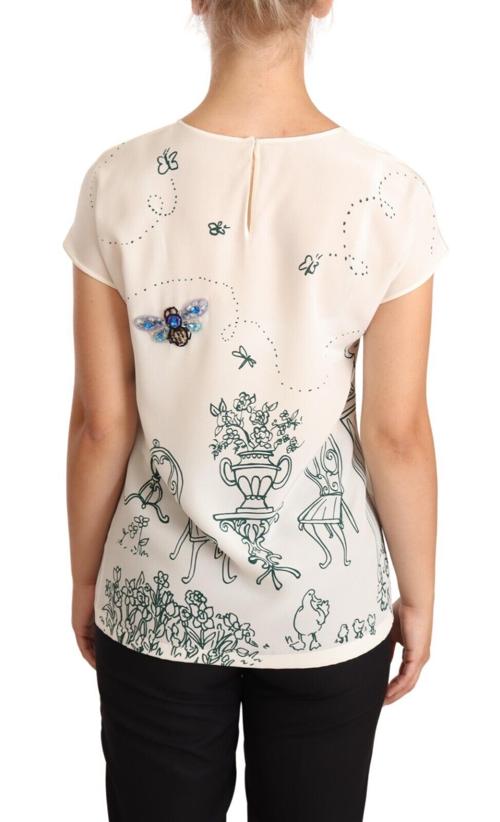  - Elegant Silk Botanical Garden Fountain Tee