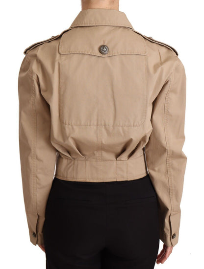  - Elegant Cropped Cotton Jacket in Beige