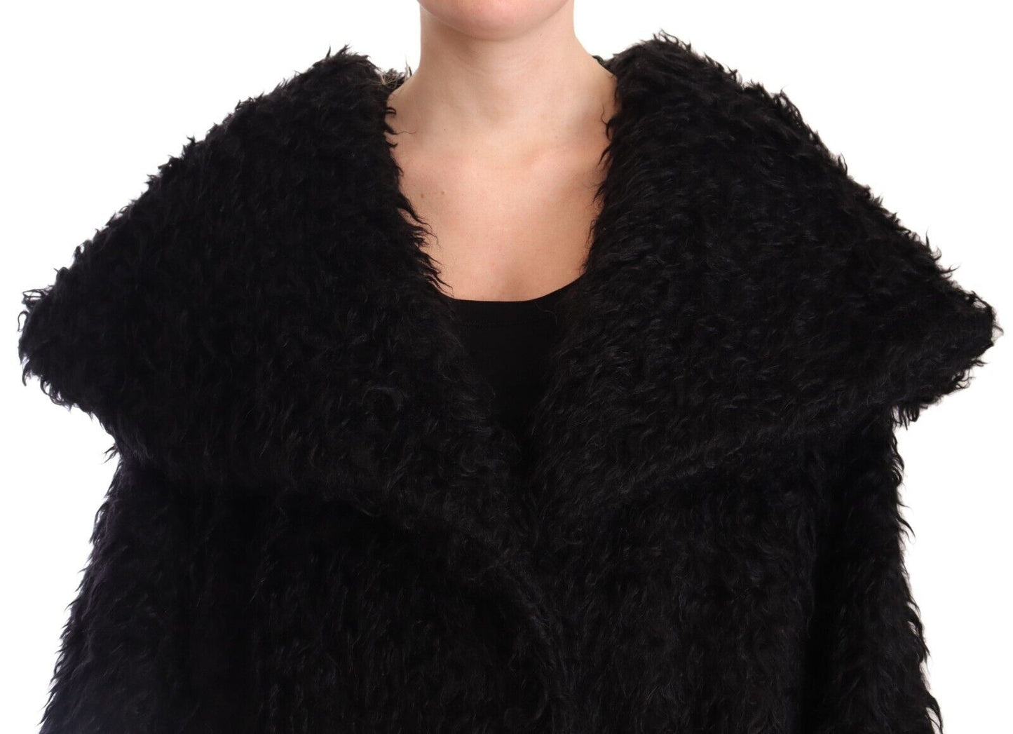  - Sleek Runway Fur Cape Trench Jacket