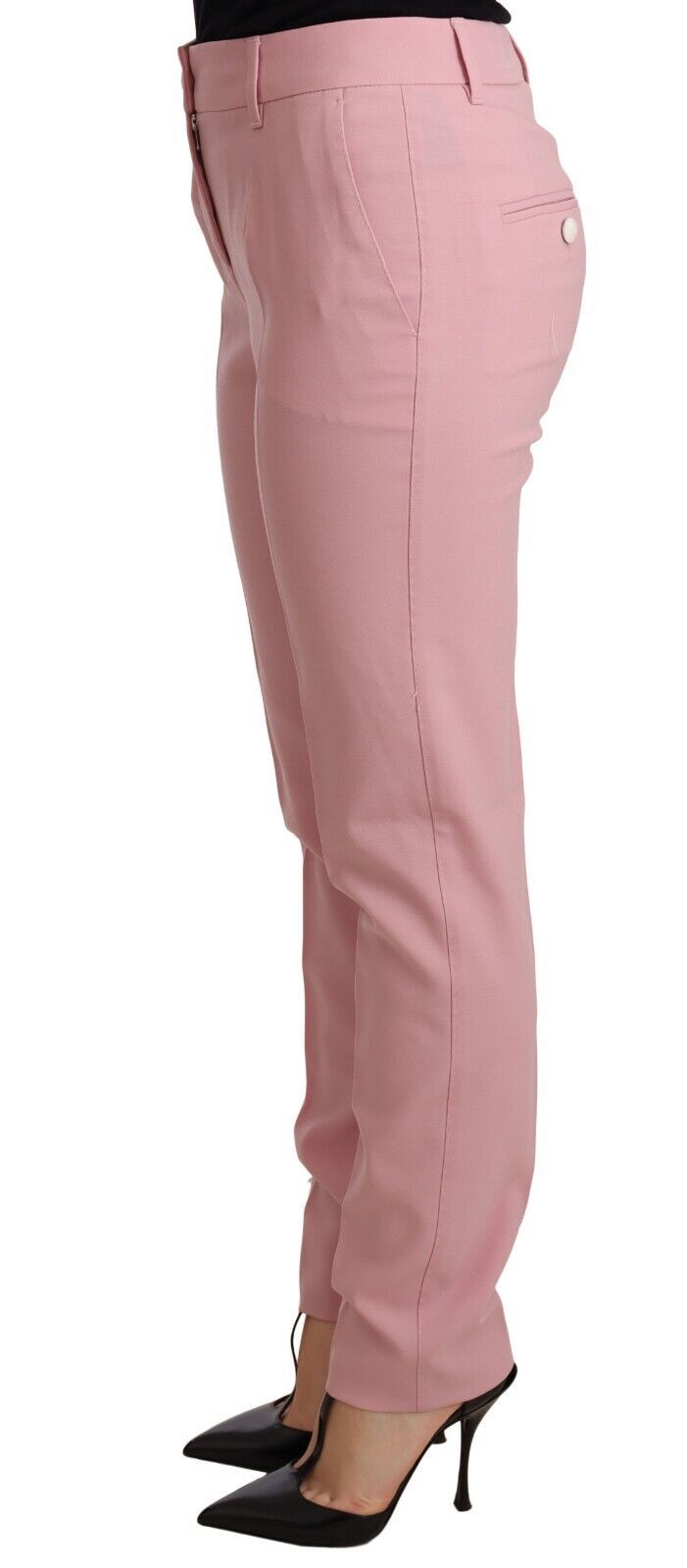  - Elegant Pink Tapered Wool Trousers