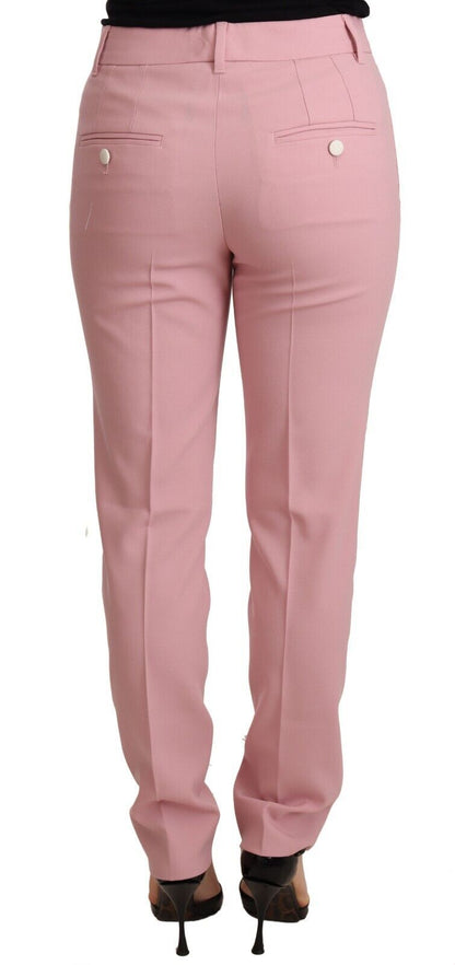  - Elegant Pink Tapered Wool Trousers