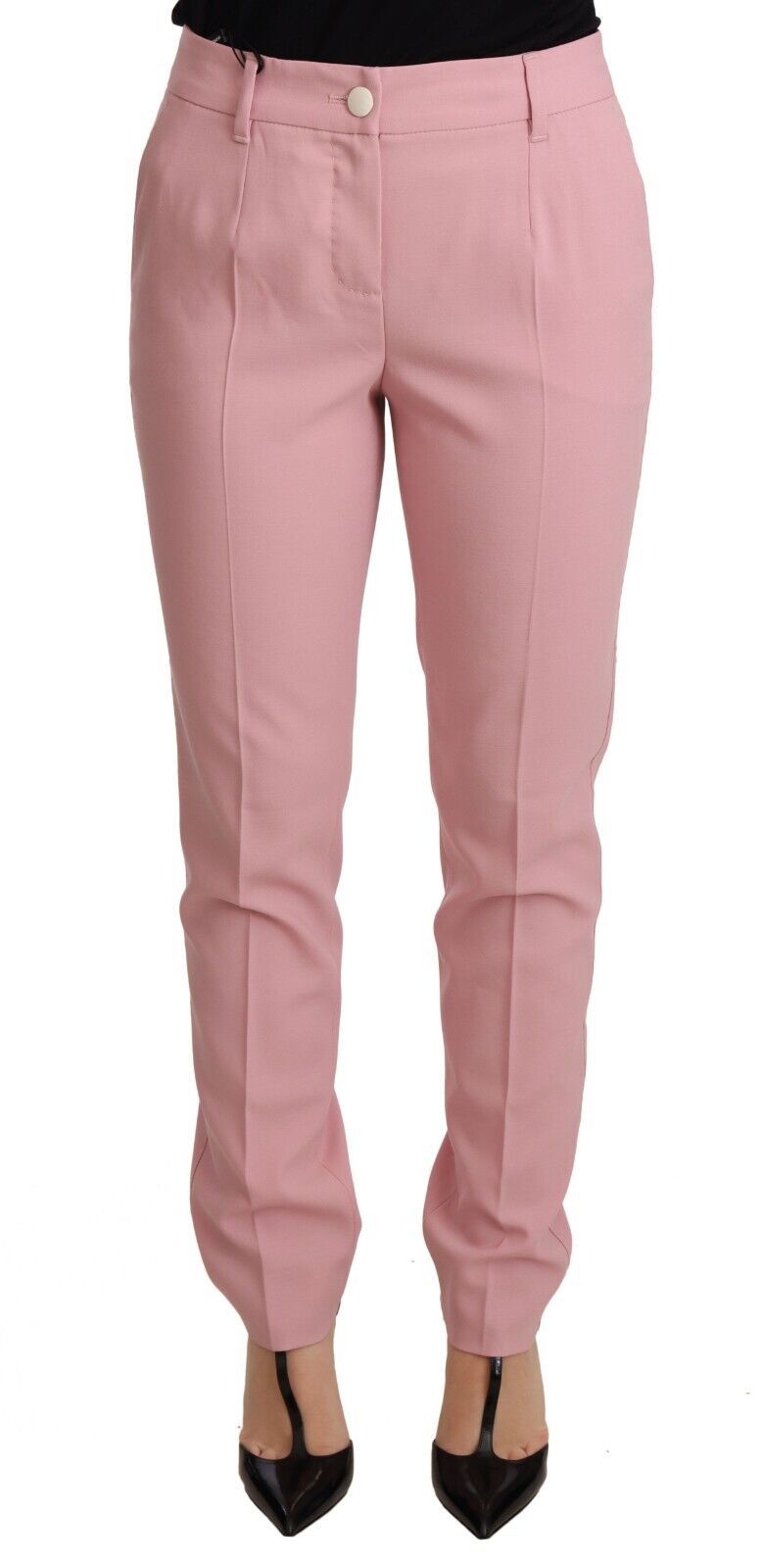  - Elegant Pink Tapered Wool Trousers